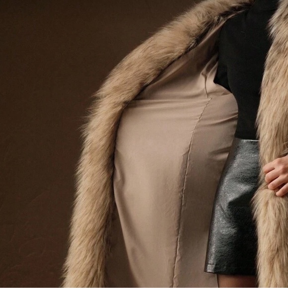 Luxury vintage style Gradient Brown Luxe Faux Fur Long Coat - Picture 9 of 10